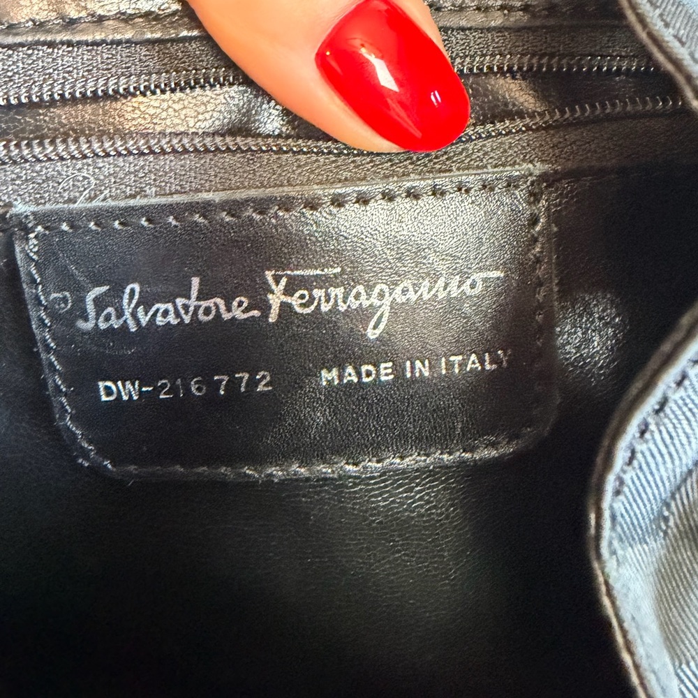 Salvatore Ferragamo Black Logo Jacquard Nylon & Leather Backpack - Picture 12 of 15